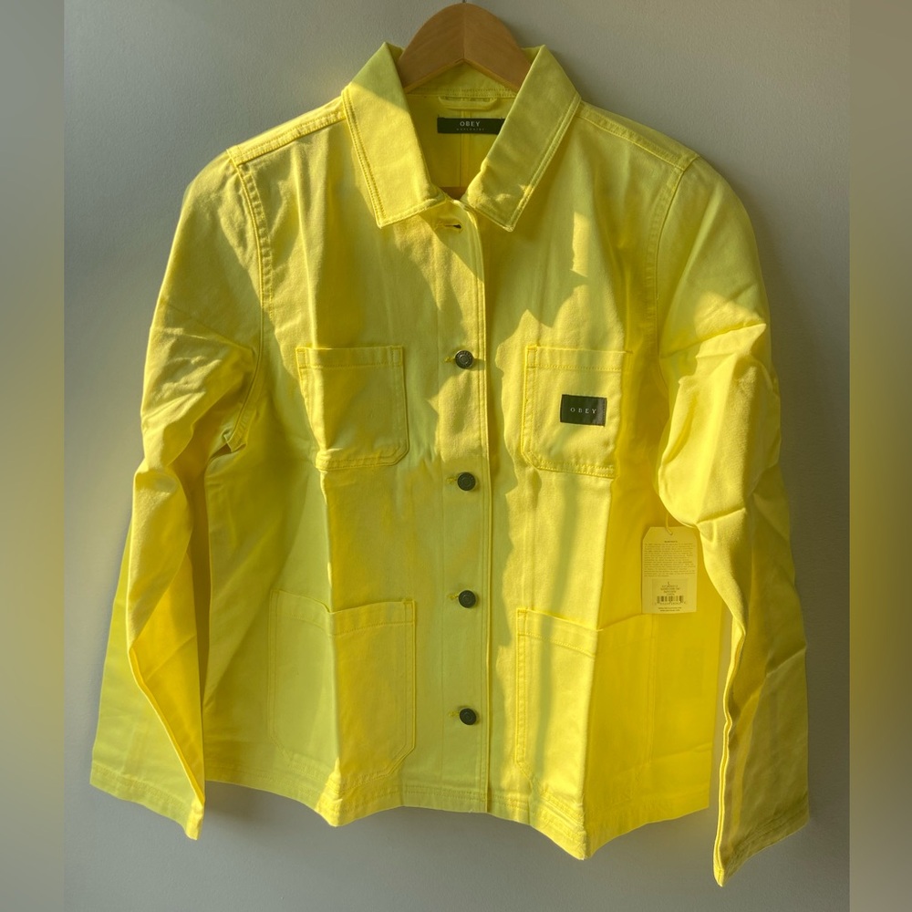 Obey yellow denim jacket NWT